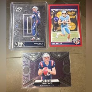 3 card Drake Maye Patriots Rookie card lot Mosaic Score red etc
